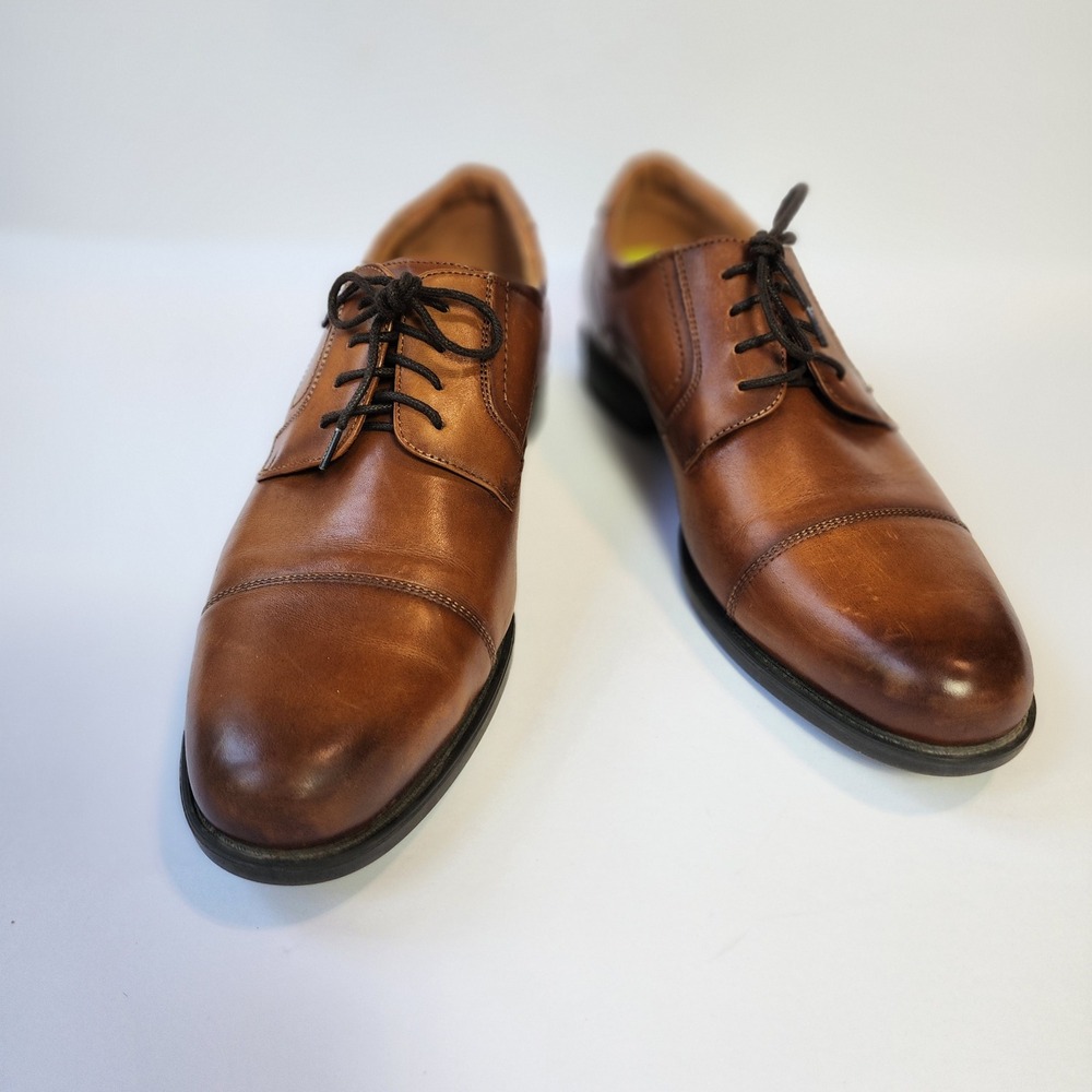 Florsheim Comfortech Ortholite Men 11D Brown Leather Cap Toe Derby Shoes